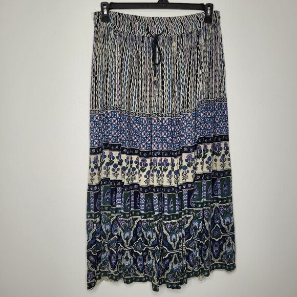 Vintage sag Harbour purple blue mixed print grunge maxi skirt size large - Picture 1 of 7